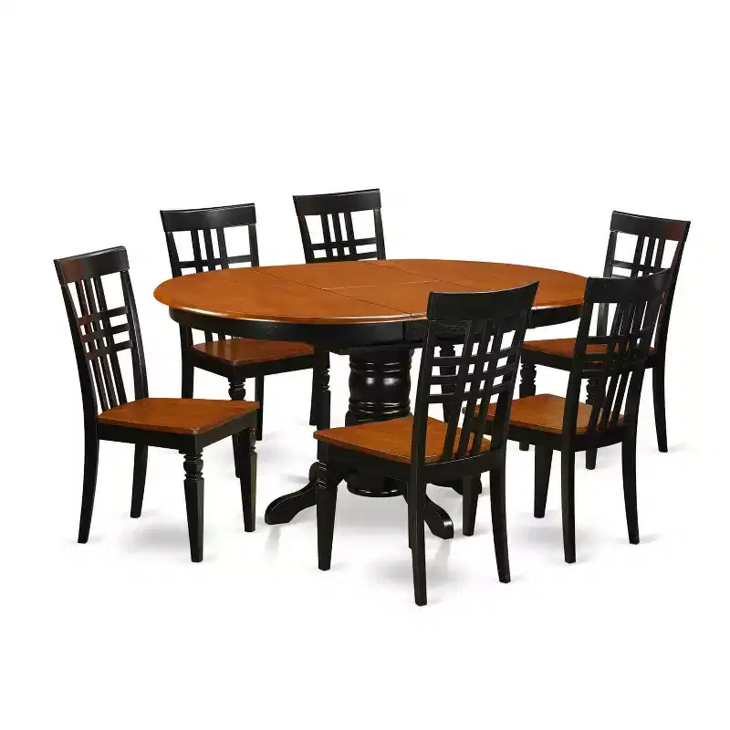 Dinette Set 7 Piece Table with Chairs - Kitchen Dining Room Set - Black Cherry Finish
