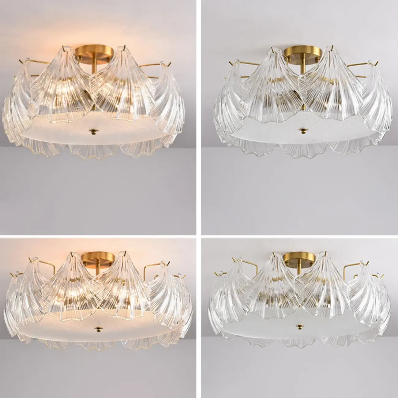 Luxury Living Room Ceiling Light with Glass Shell Shade