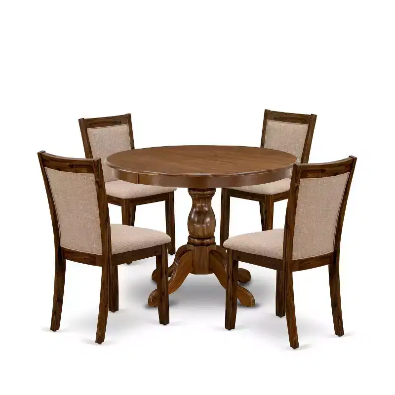 HomeStock 5-Piece Sand Blasted Black Finish Solid Wood Top Dining table with 4 Chairs