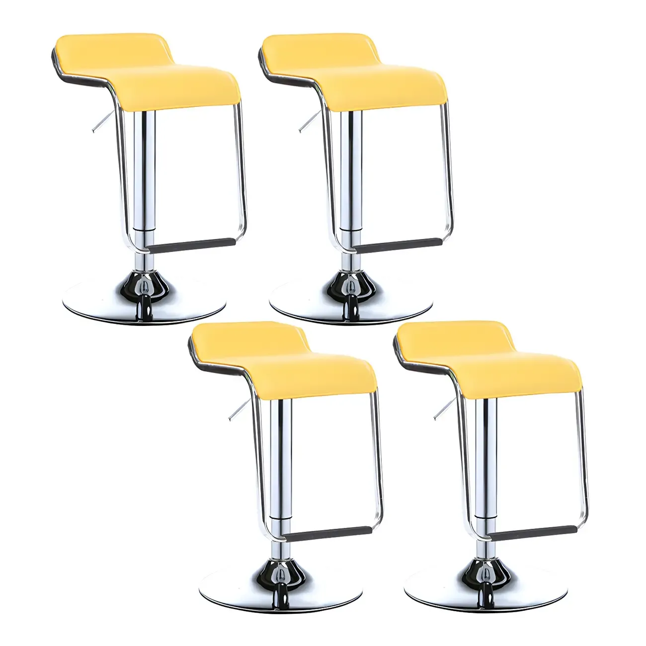 Modern Pedestal Swivel Bar Stool Adjustable Height Low Back Faux Leather