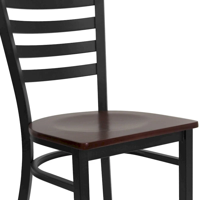 2 Pack Ladder Back Metal Restaurant Chair - 16.5W x 17D x 32.25H - 16.5W x 17D x 32.25H