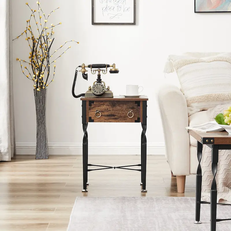 Taomika Nightstands, Coffee Table, Modern Coffee Table Sets, Rustic Brown, Set of 1/2/3