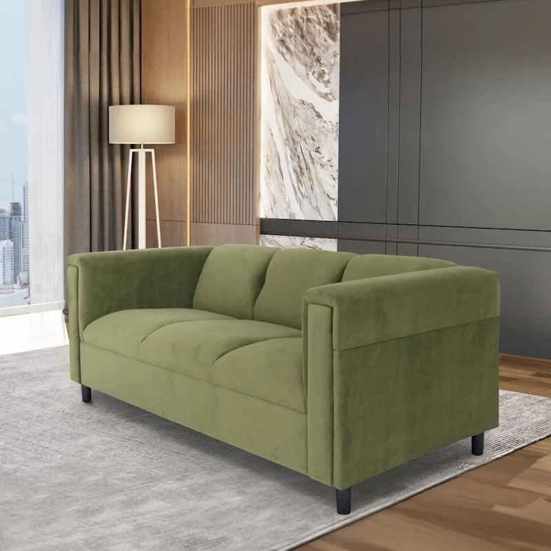 Mid-Century Modern Suede Sofa - 3 Seater