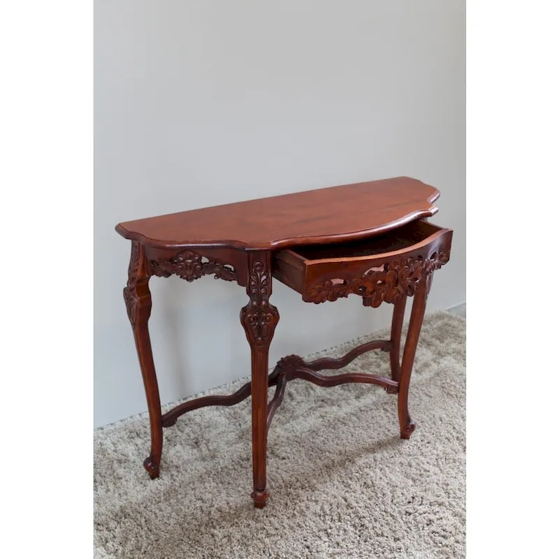 Windsor Carved Half-Moon Console Table