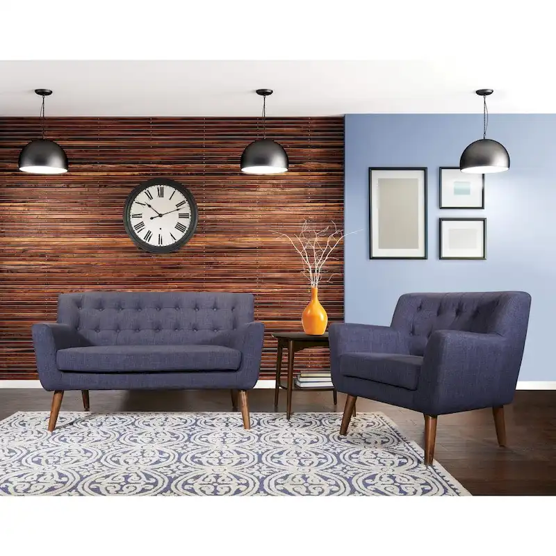 Balestrand Mid-century Tufted Back Fabric Loveseat