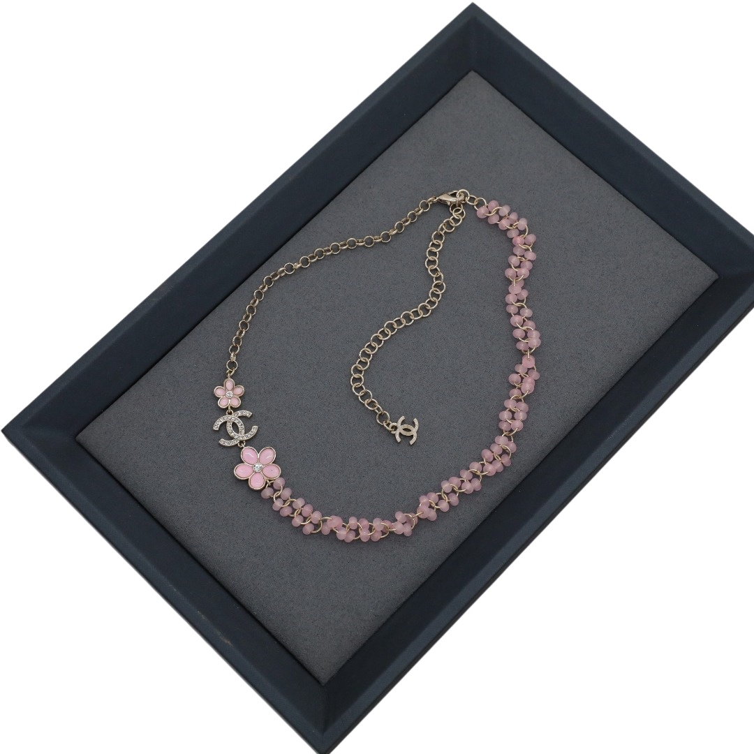 CCN531 Chanel pink pearls choker necklace - ccjewelryacc