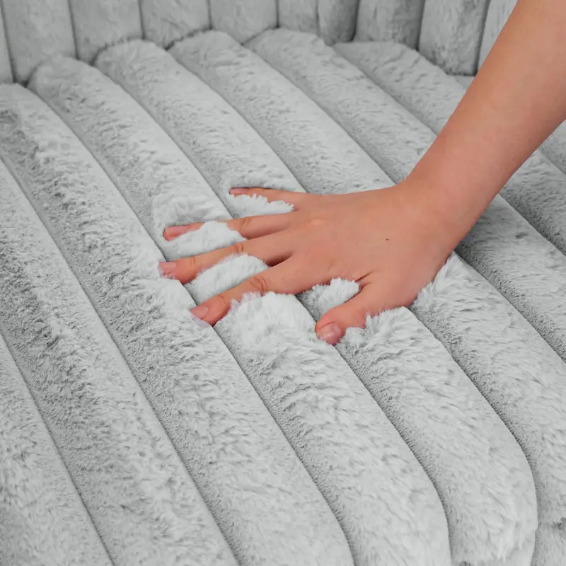 Faux Rabbit Fur Accent Chair 360-degree Swivel Barrel Chairs Set of 2