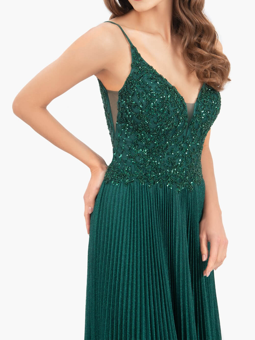 Rose Pink A-line Floor Length Glitter Jersey Prom Dress with Appliques and Sequins