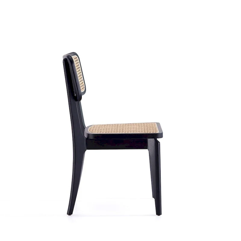 Giverny Dining Chair in Black and Natural Cane - Set of 2