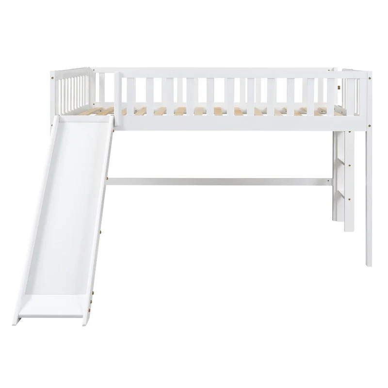 Pine Low Loft Bed with Slide