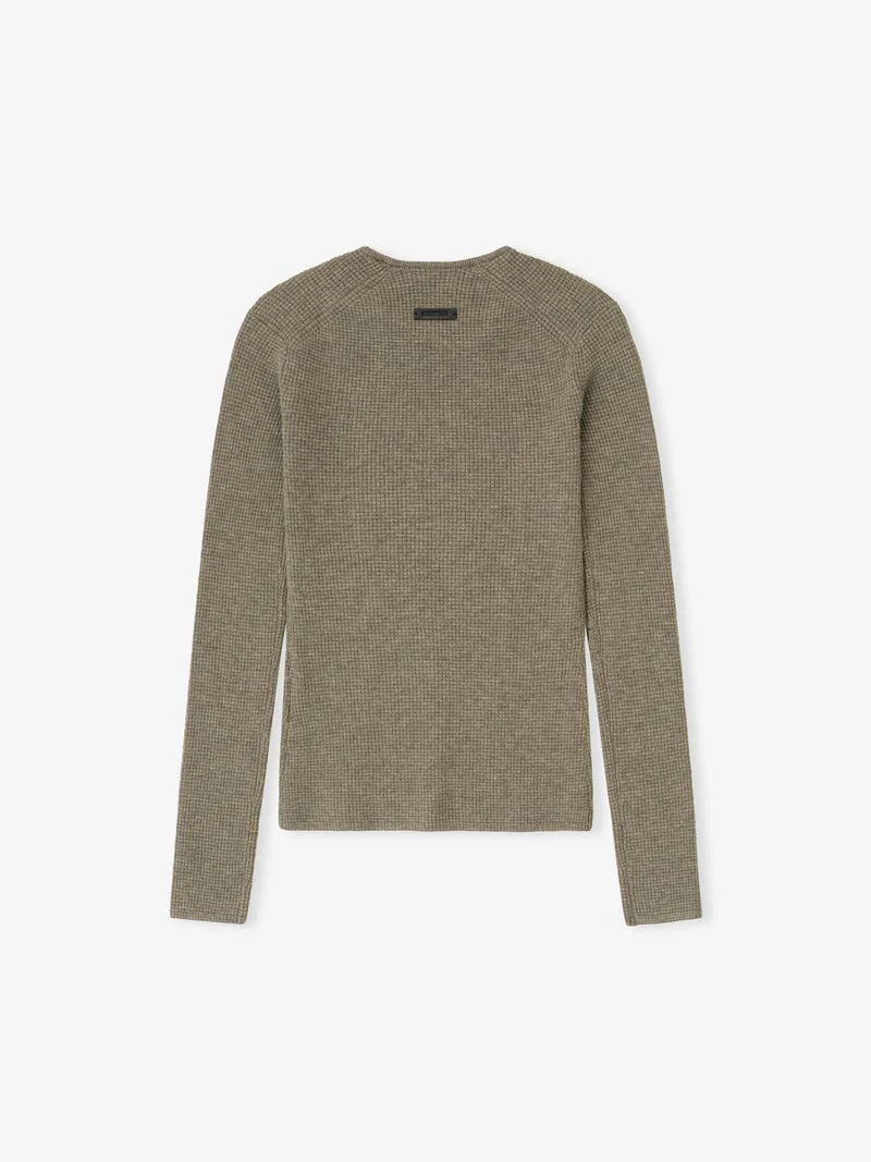 Womens Waffle Knit Long Sleeve Top