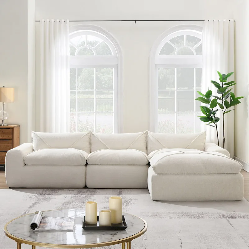116-In Modern Chenille Sectional Sofa with High Density Foam,No Assembly Required