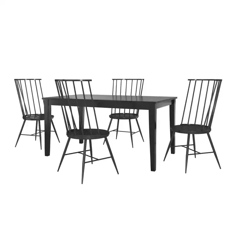 Salido Black Mixed Back Finish Dining Set - 5-Piece - iNSPIRE Q
