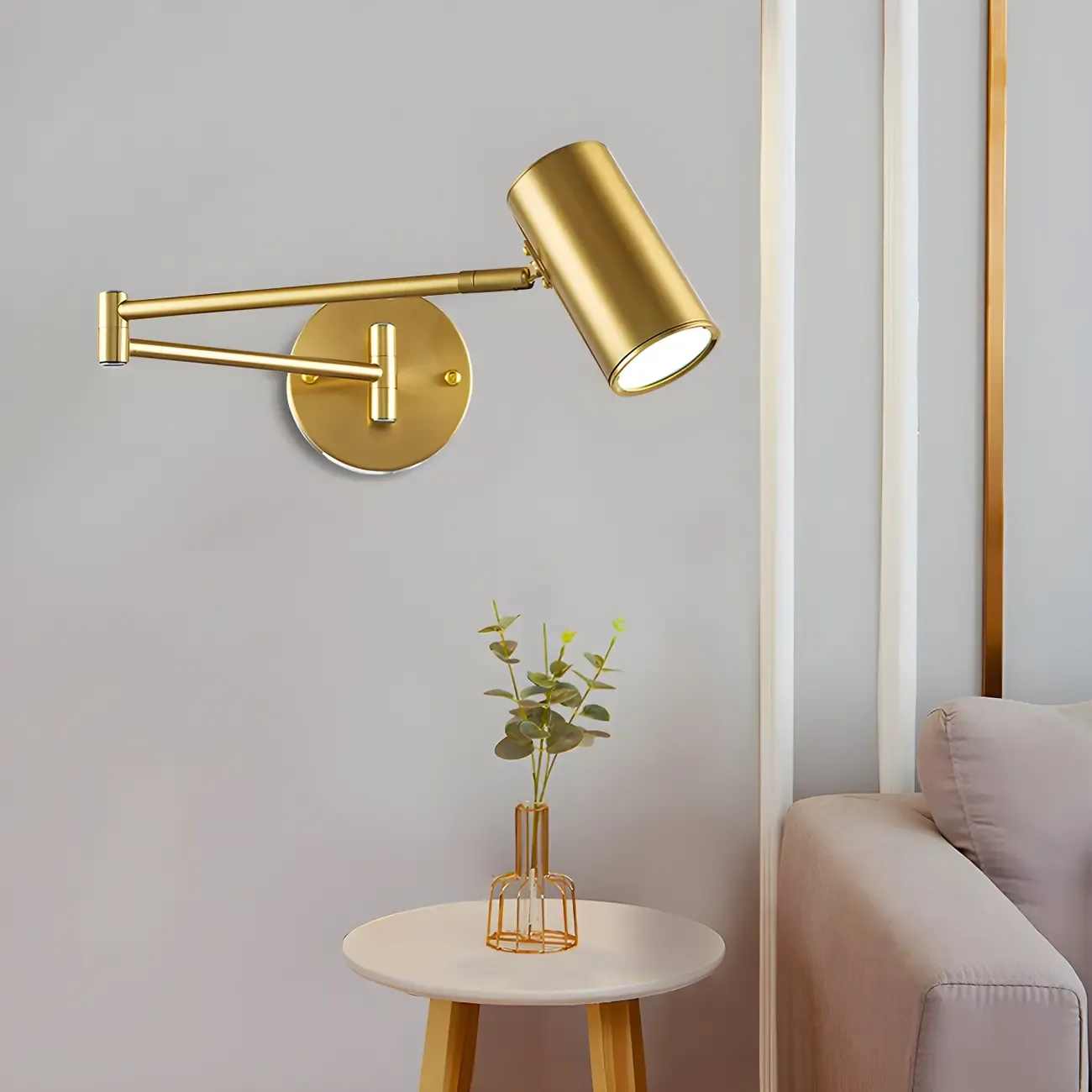 Modern Gold and Black Arm Swing Arm Wall Light