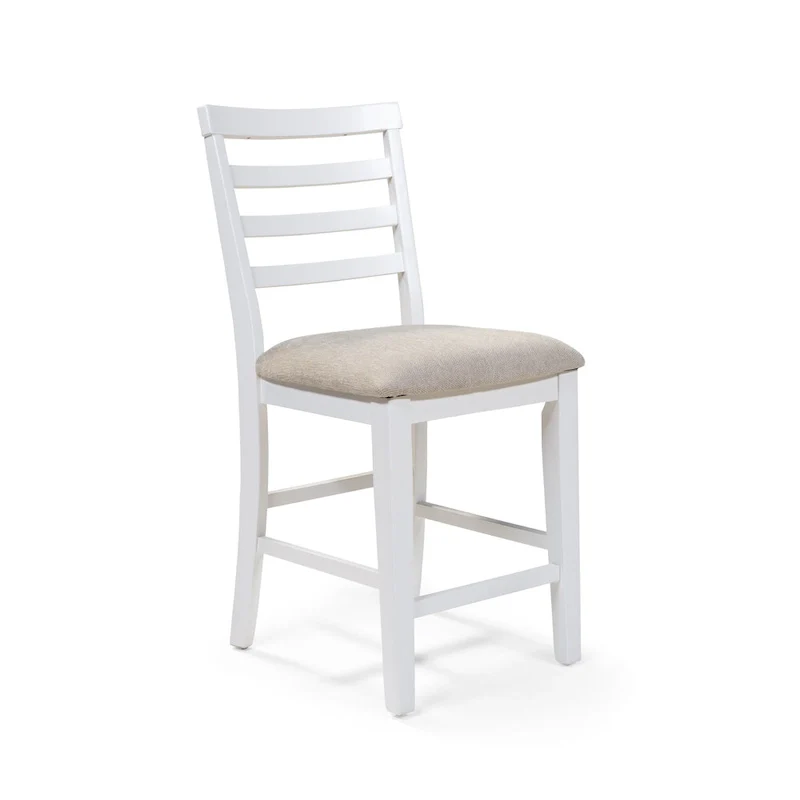 Furniture of America Biaz Farmhouse White Wood Counter Height Chairs (Set of 2)