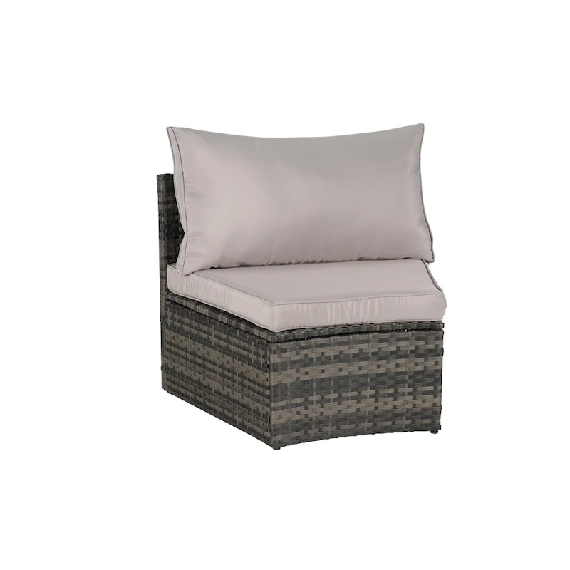 7-Piece Half-Moon Sectional Sofa Set with Glass Table