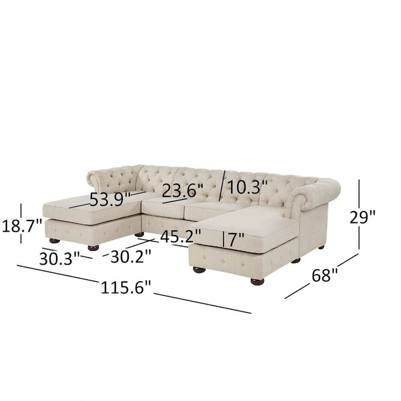 Knightsbridge Tufted Scroll Arm Chesterfield 4-Seat Sofa and Chaise Lounges by iNSPIRE Q Artisan