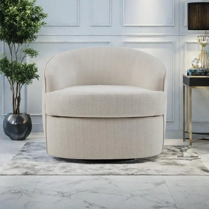 Performance Fabric 360 Swivel Barrel Chair with High-Density Foam Cushions