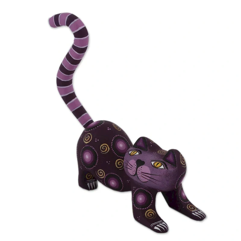 Novica Handmade Curiosity Cousin In Purple Wood Alebrije Figurine