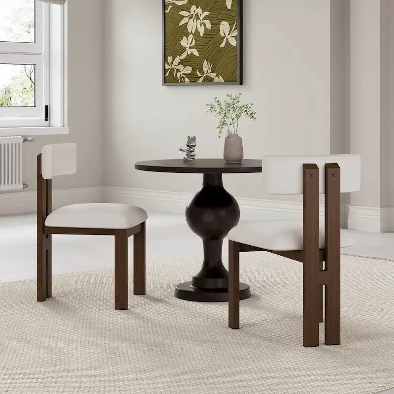 Upholstered Dining Chairs, Iron Frame, Set of 2