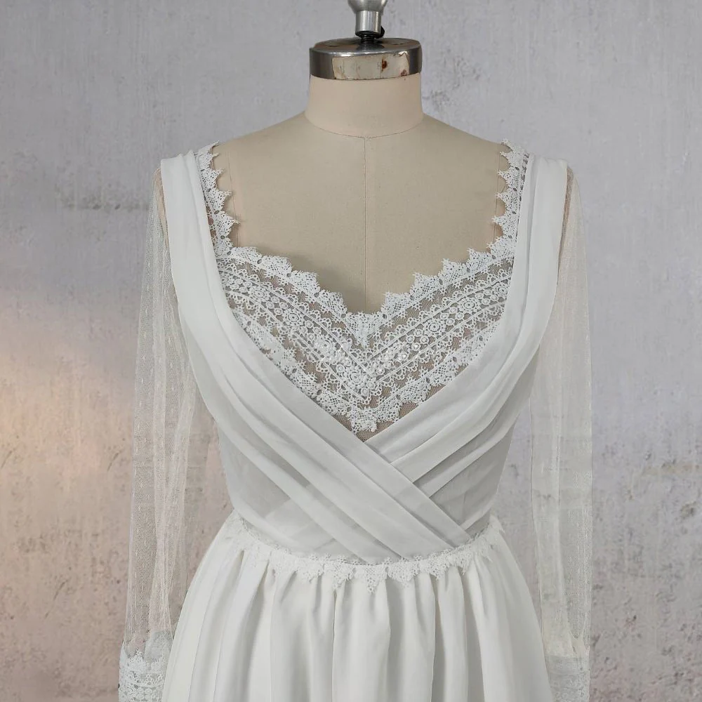 Mermaid Chiffon Long Sleeves Wedding Dress with Slit