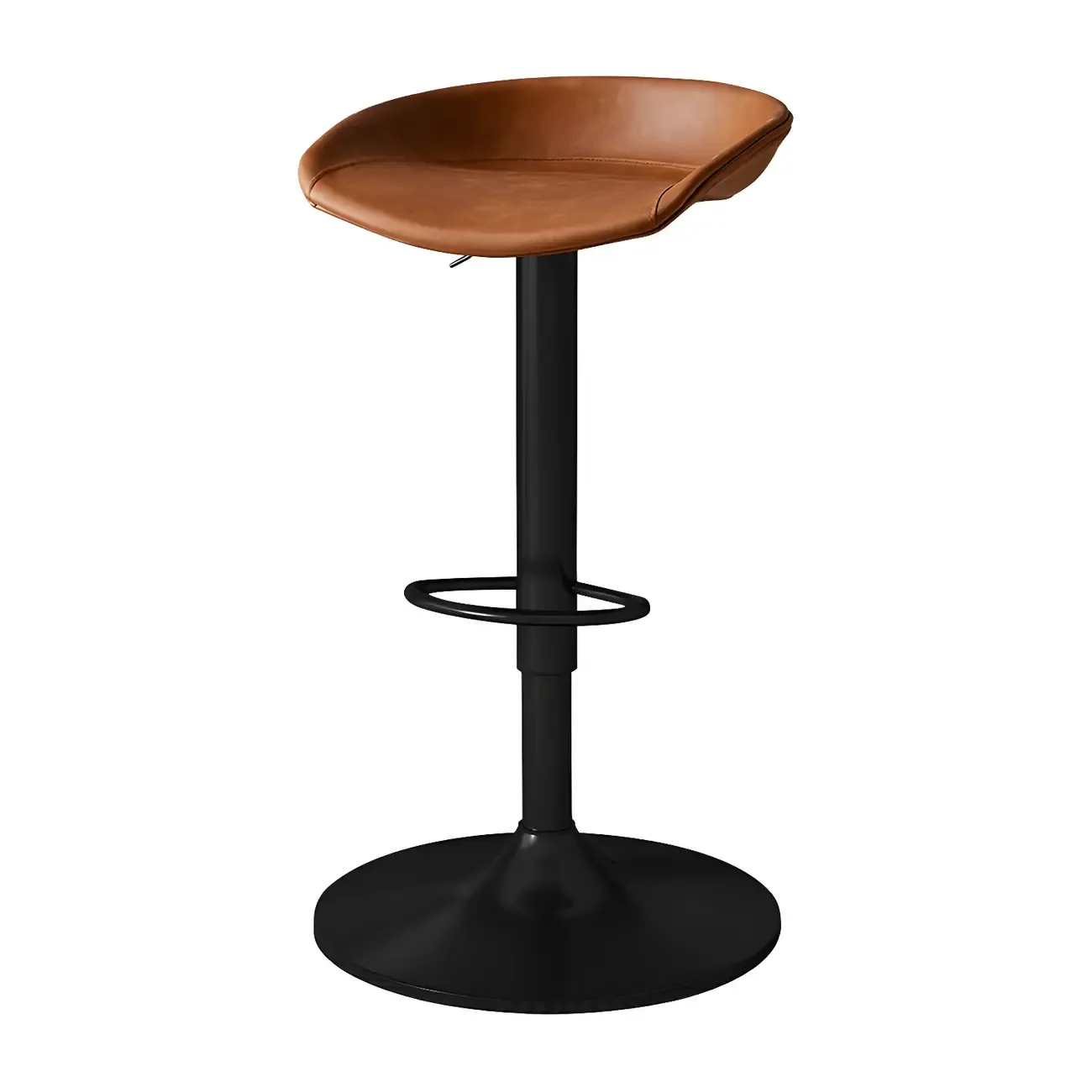 Modern Leather Black Pedestal Swivel Adjustable Bar Stool