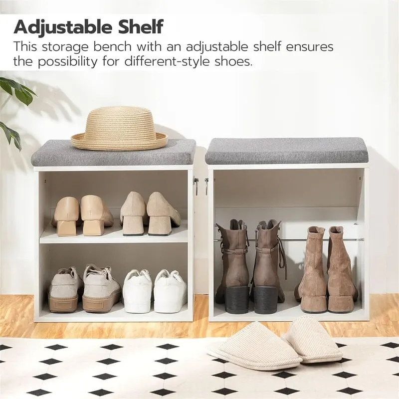 Small Shoe Bench with Cushion - 11.8 D x 15.7 W x 16.5 H