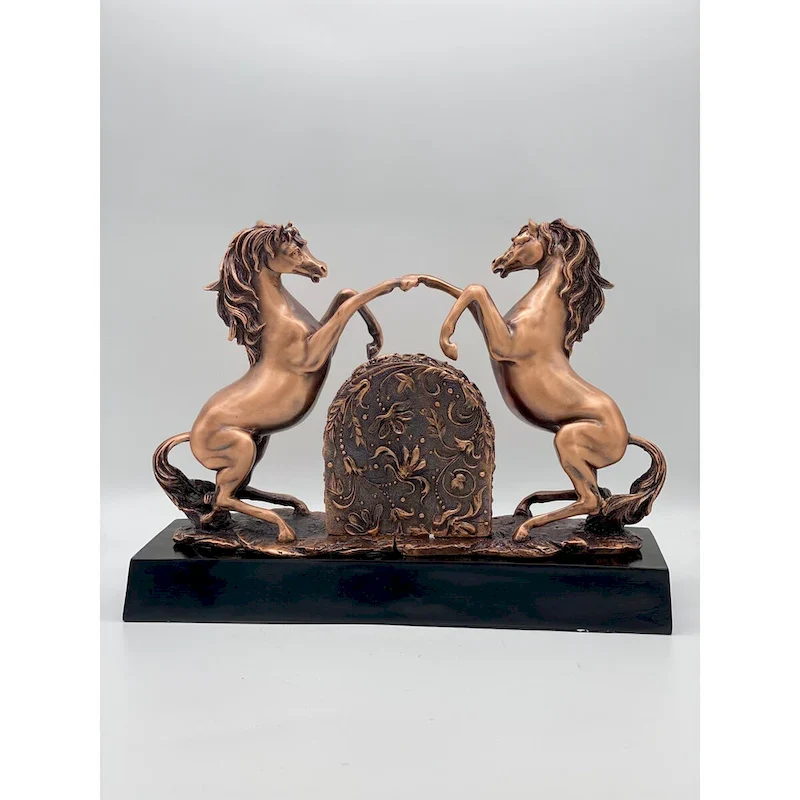 Twin Horse Clock Marble Base