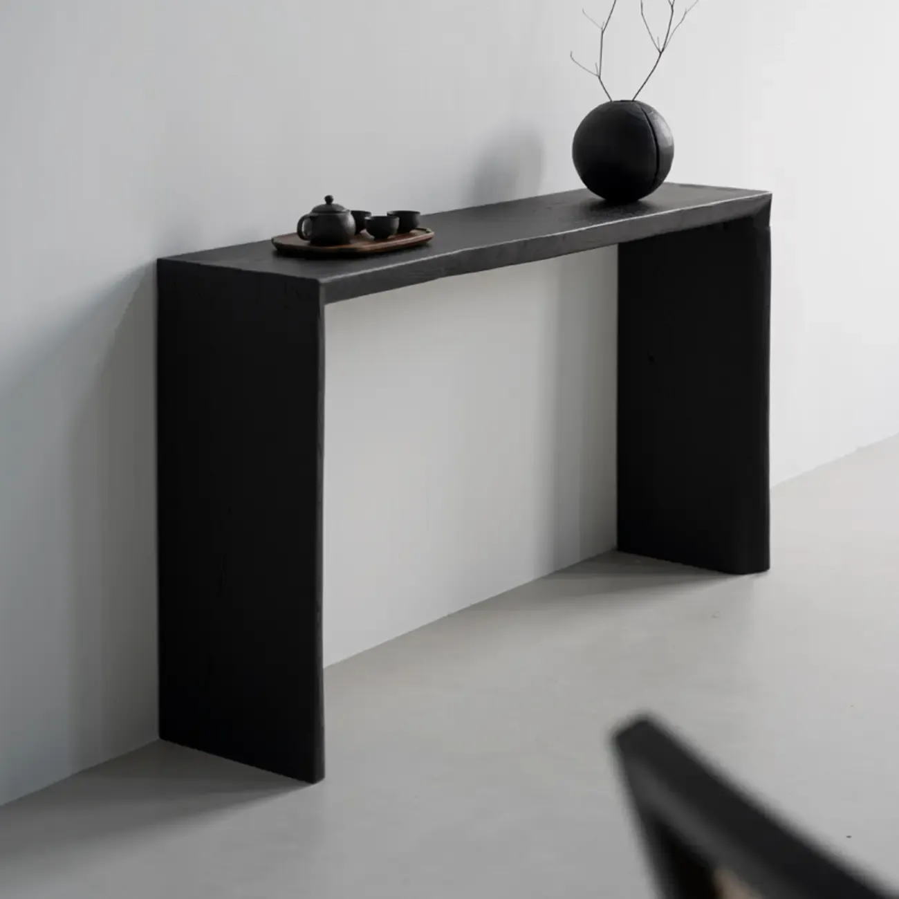 Minimalist Black Wooden Console Table