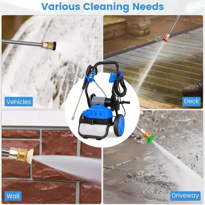 Costway Ironmax Electric Pressure Washer with Wheels 5 Quick Connect Nozzles Soap Bottle spray gun