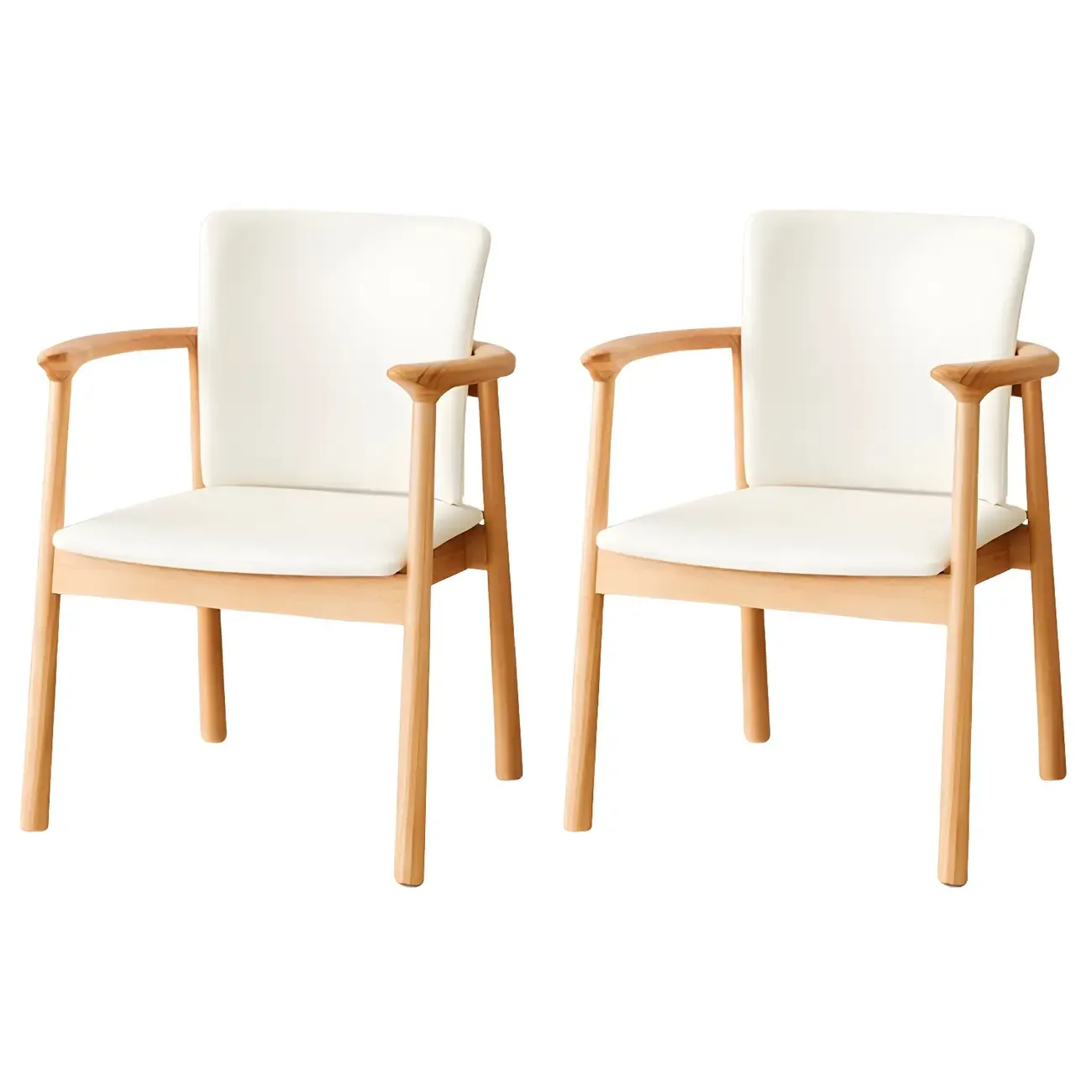 Modern Upholstered Rubberwood Arm Dining Chair Set of 2