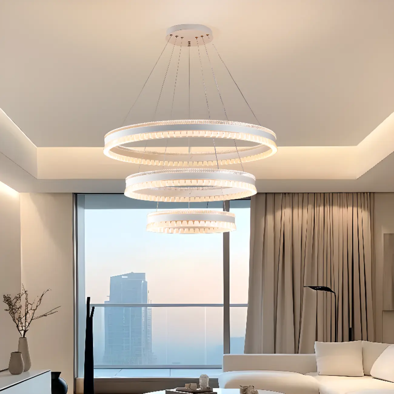 Stylish Modern Circle Tiered Ring LED Chandelier
