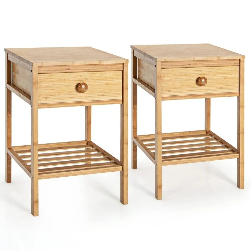 Bamboo End Table Set of 2 - 16D x 16W x 24H