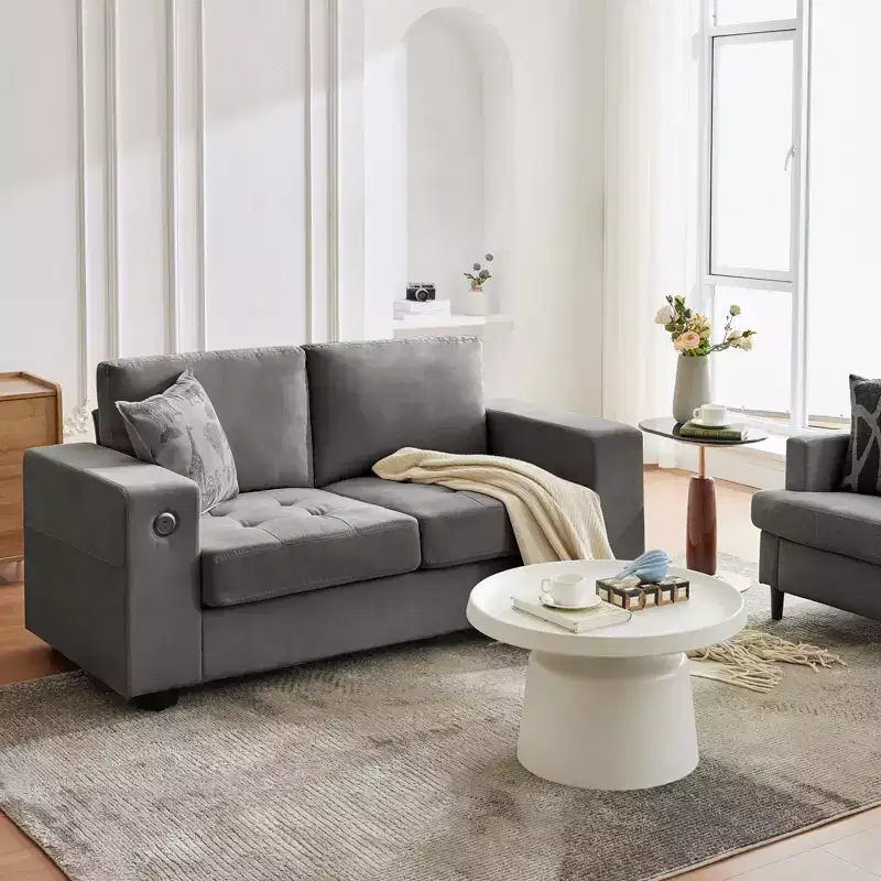 COZONY 70'' Cloud Couch  Mid-Century Chenille Sofa, Deep Seat, USB Ports, Side Pockets, No Assembly