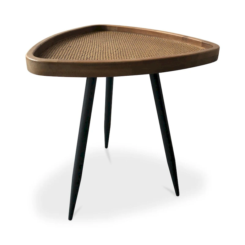 Macari Rollins Rattan Top Side Table - 17 W x 17 D x 19 H