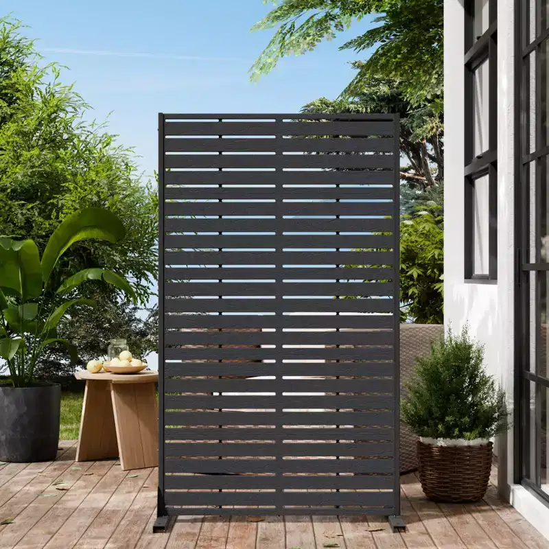 NAYSAYE Outdoor Privacy Screen 60in H x 35in W with Stand HDPE Louver Privacy Fence Freestanding Patio Divider Panel for Deck Balcony Backyard