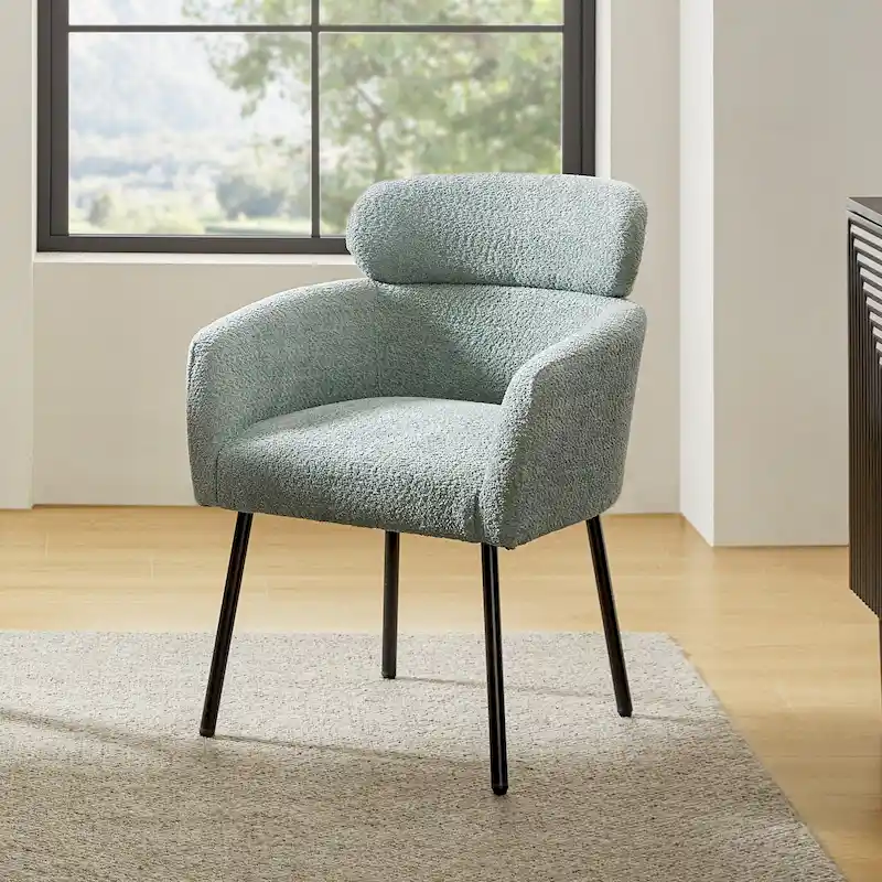 Amos Modern Boucle Dining Chair with Adjustment Feet by HULALA HOME