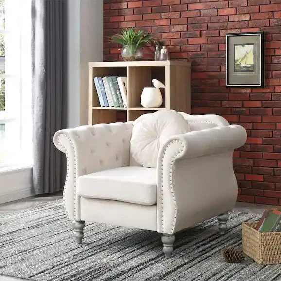 Green / Gray / Navy / Pink / Black / Burgundy / Ivory Velvet Club Chair with Nailhead Trim – Single