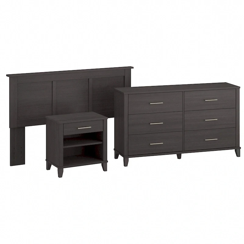 Somerset Ash Grey Headboard, Dresser and Nightstand Bedroom Set