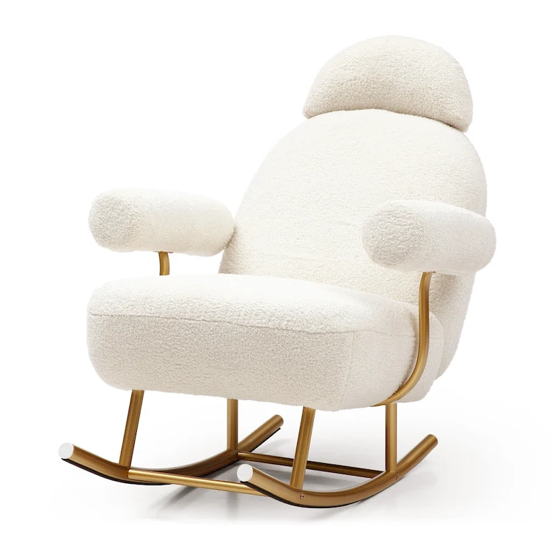 Modern Sherpa Fabric Nursery Rocking Chair