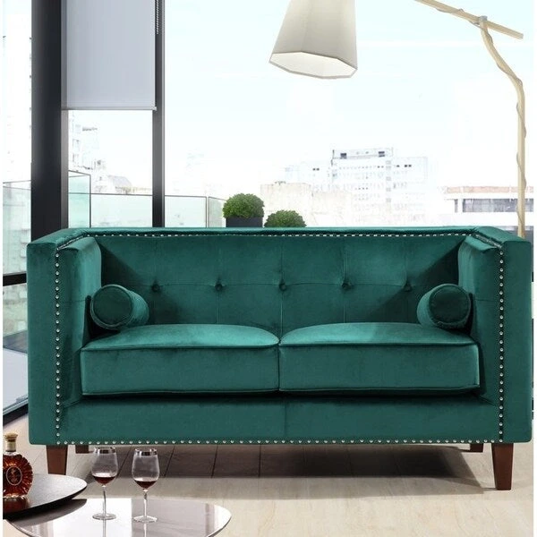 Kittleson Classic Nailhead Chesterfield Loveseat - Blue