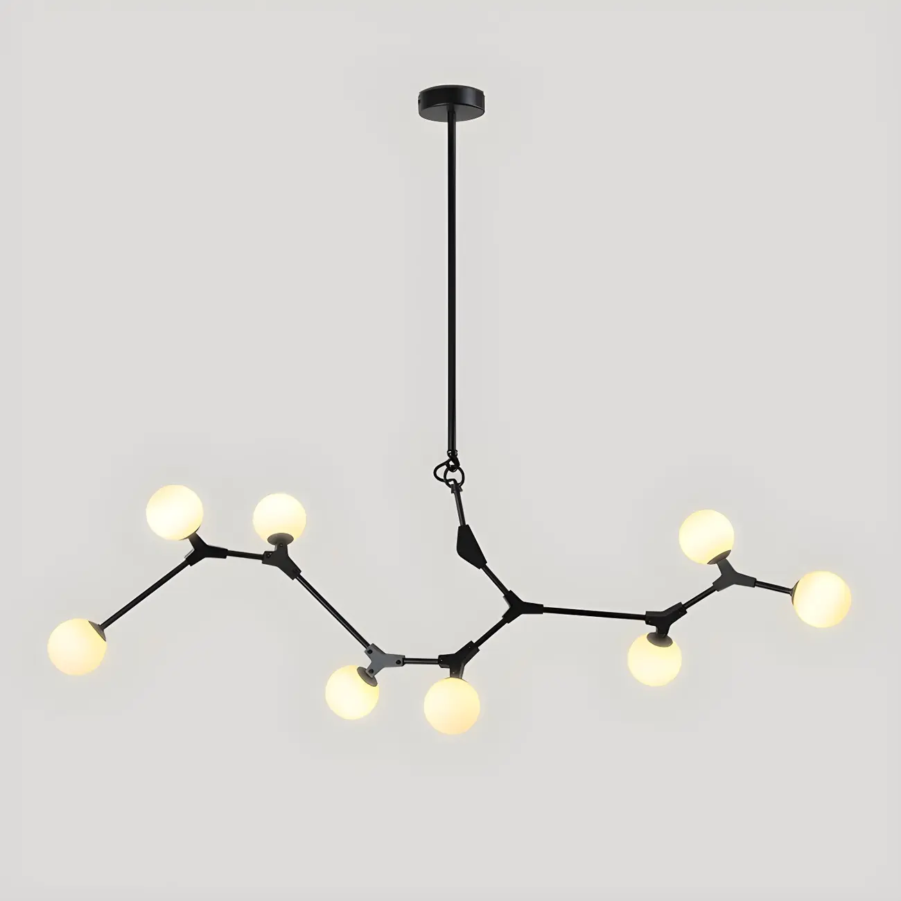 Modern Black Branch Globe 8-Light Island Chandelier