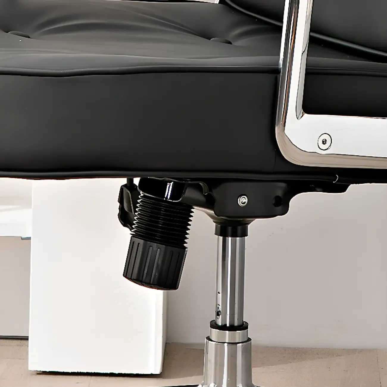 Upholstered Apricot Leather Adjustable Swivel Office Chair