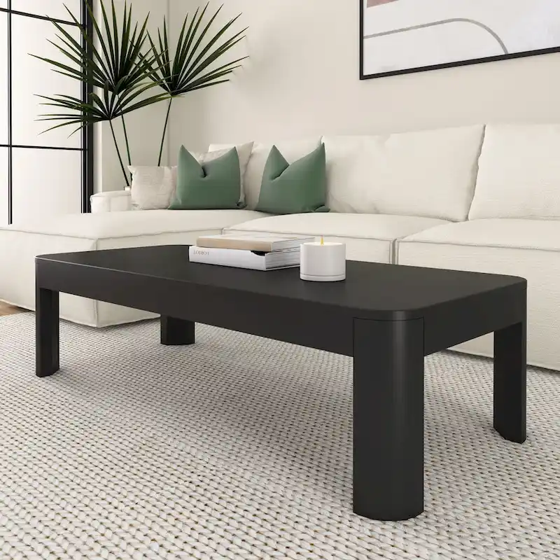 Plank and Beam Contour Curved Rectangular Coffee Table - 54