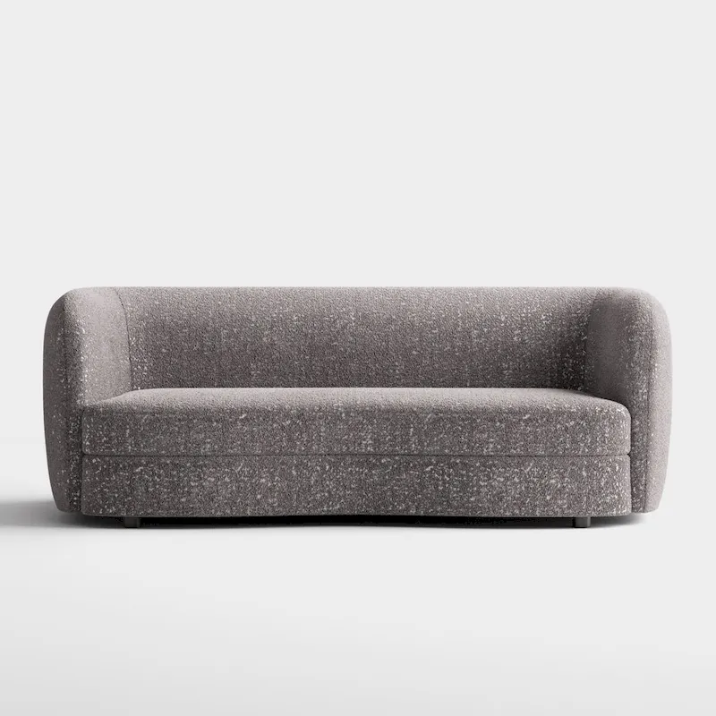 Modern Curved Arms Boucle Sofa with Kidney Style Seat