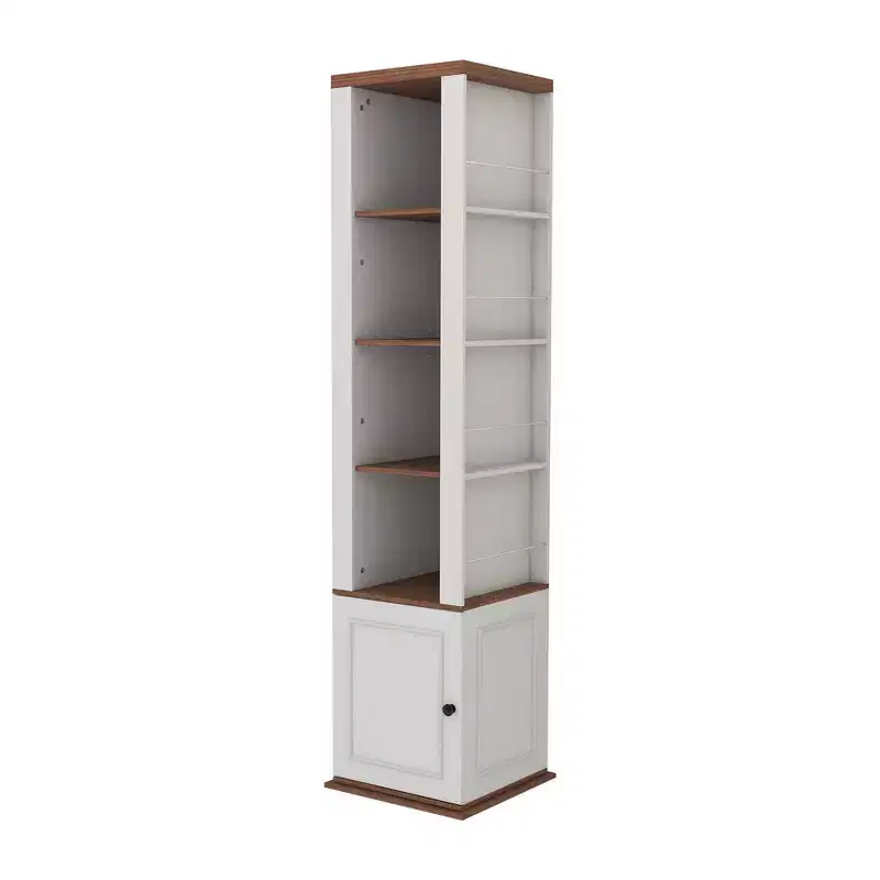 AndMakers Antique White Wood 15.74 in. Pantry Cabinet with 7 Shelves