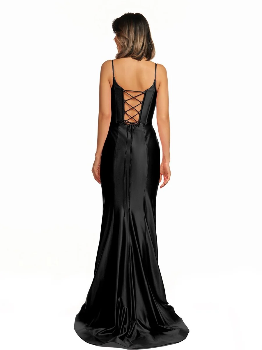 Hot Pink Satin Simple Mermaid Prom Dress