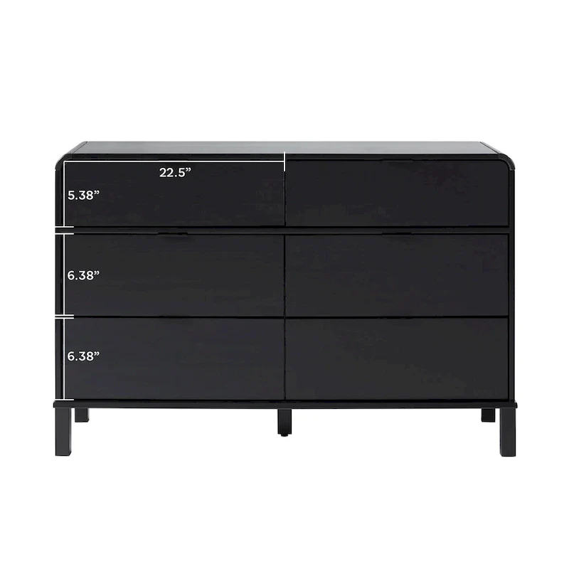 Middlebrook Curved Top Solid Wood 6-Drawer Dresser