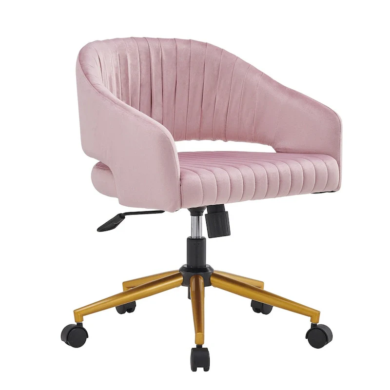 Modern Gold Office Chair Velvet Task Chair Swivel Height Adjustable Computer Chair