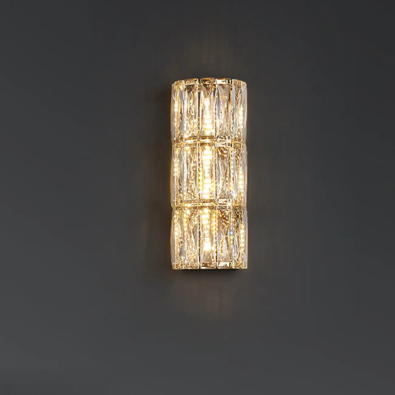 Direct-wired Steel Wall Sconce with Crystal Shade